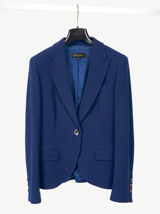 Escada Jackets & Blazers - Escada Brikena Ink Wool-Pique Blazer